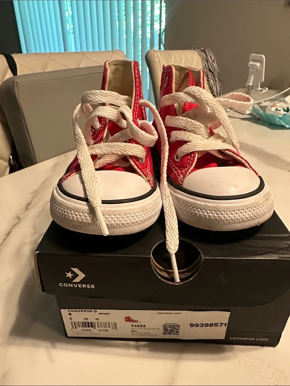 Converse Kids Red High-Top Canvas Sneakers with White Laces
